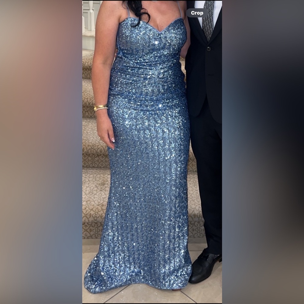 Designer gown chairs la petite  Blue Sequin Gown